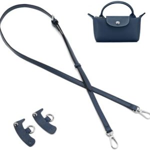 QIUTIMIY Leder-Handtaschengurt für Longchamp – Verstellbarer Crossbody Schultergurt mit blauer silberner Schnalle für st