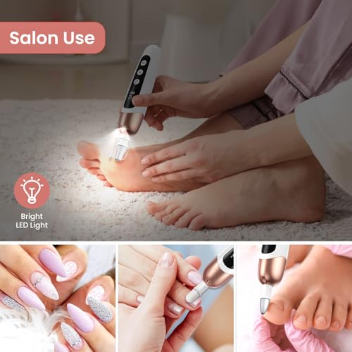 Maniküre/Pediküre Set von : Kabelloser Nagelfräser mit 6 Aufsätzen und LED Licht für perfekte Hände- und Fußpflege