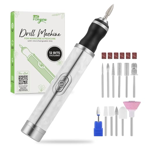 Tragbarer Nagelfräser USB-C von – Elektrische Nagelfeile in 4 Geschwindigkeiten für perfekte Maniküre & Pediküre, weiß