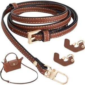 HVIERO Schultergurt für Longchamp Taschen - Verstellbarer Lederriemen mit 2 Schultergurtadaptern für Damen Minitaschen